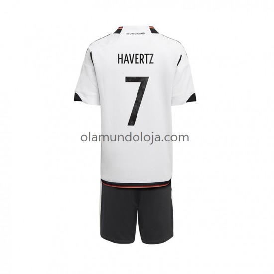 Camisola Alemanha Havertz 7 Criança Equipamento Primeiro Copa do Mundo 2022 Manga Curta